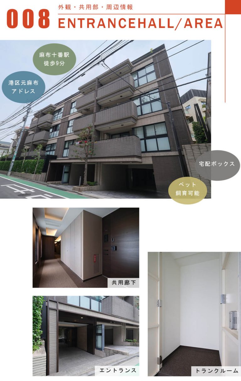 パークナード元麻布の外観と共用部
