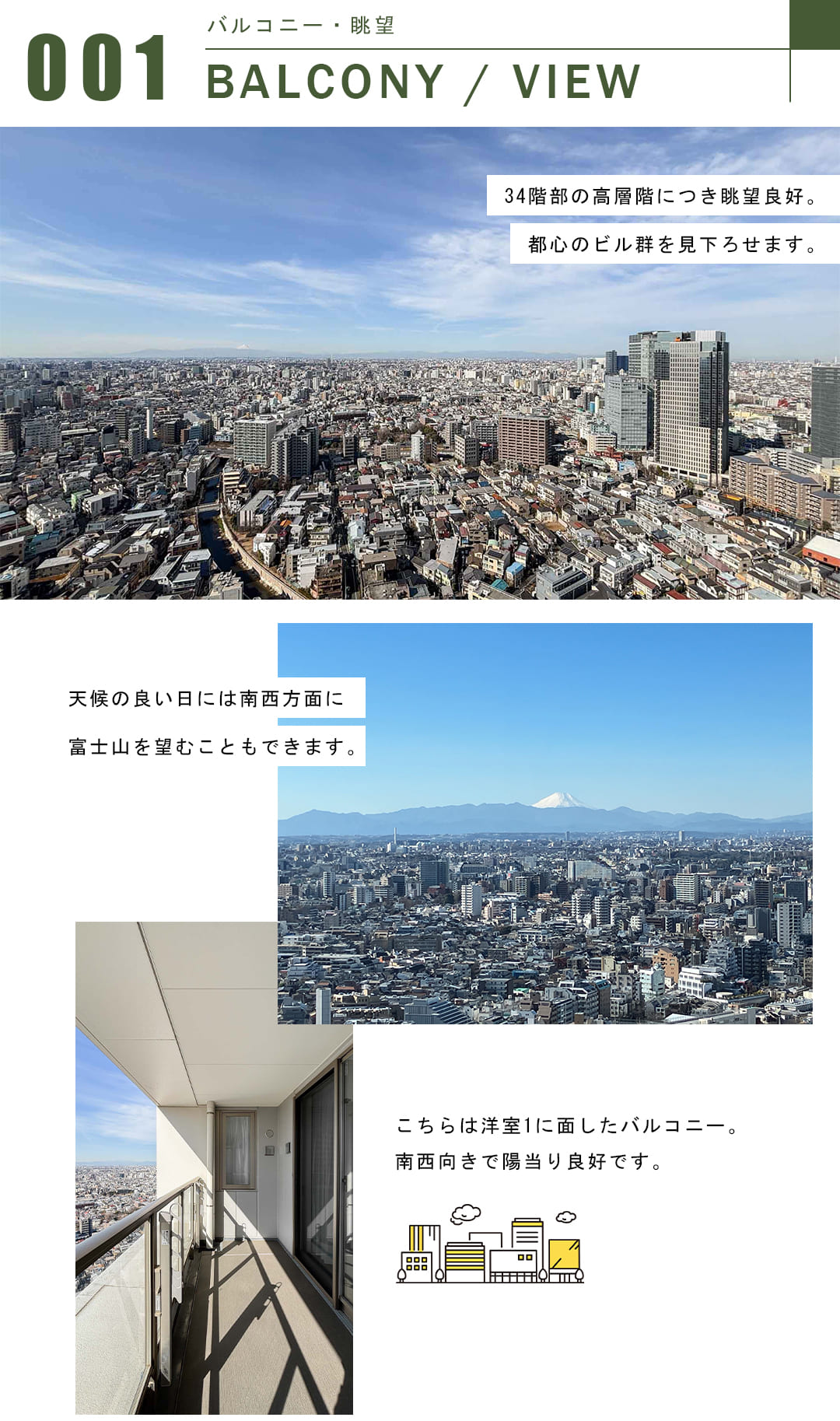 ザ・パークハウス西新宿タワー60のバルコニー・眺望