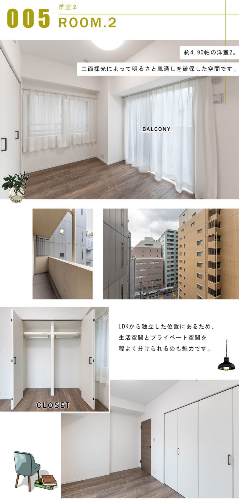エフローレ日本橋の洋室