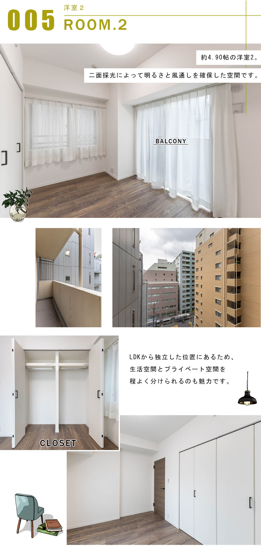 エフローレ日本橋の洋室
