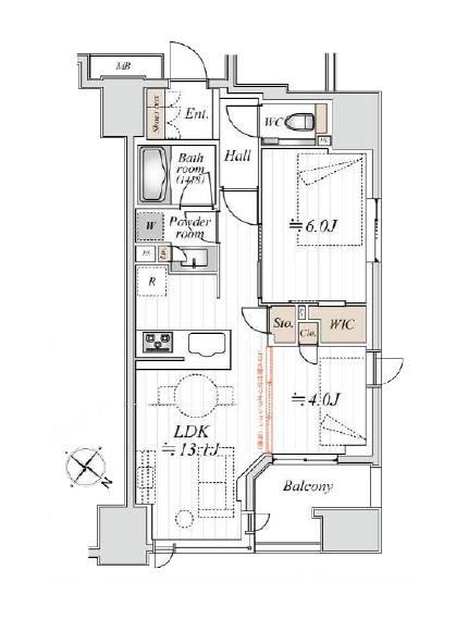 八丁堀　複数路線利用可能！12階角部屋で叶える都心生活 間取り図