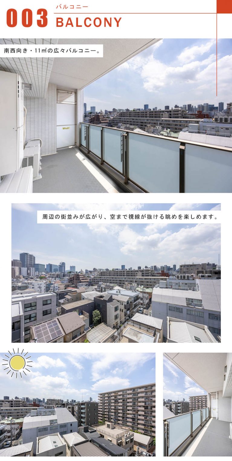 小石川アインスのバルコニー