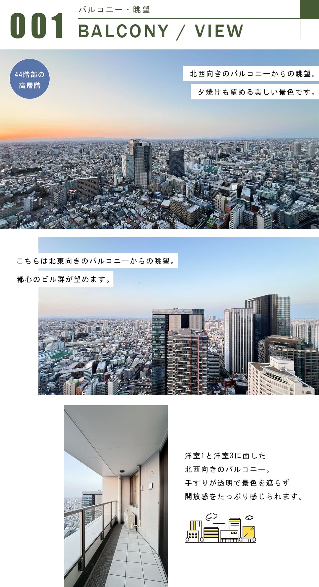 ザ・パークハウス西新宿タワー60のバルコニー・眺望