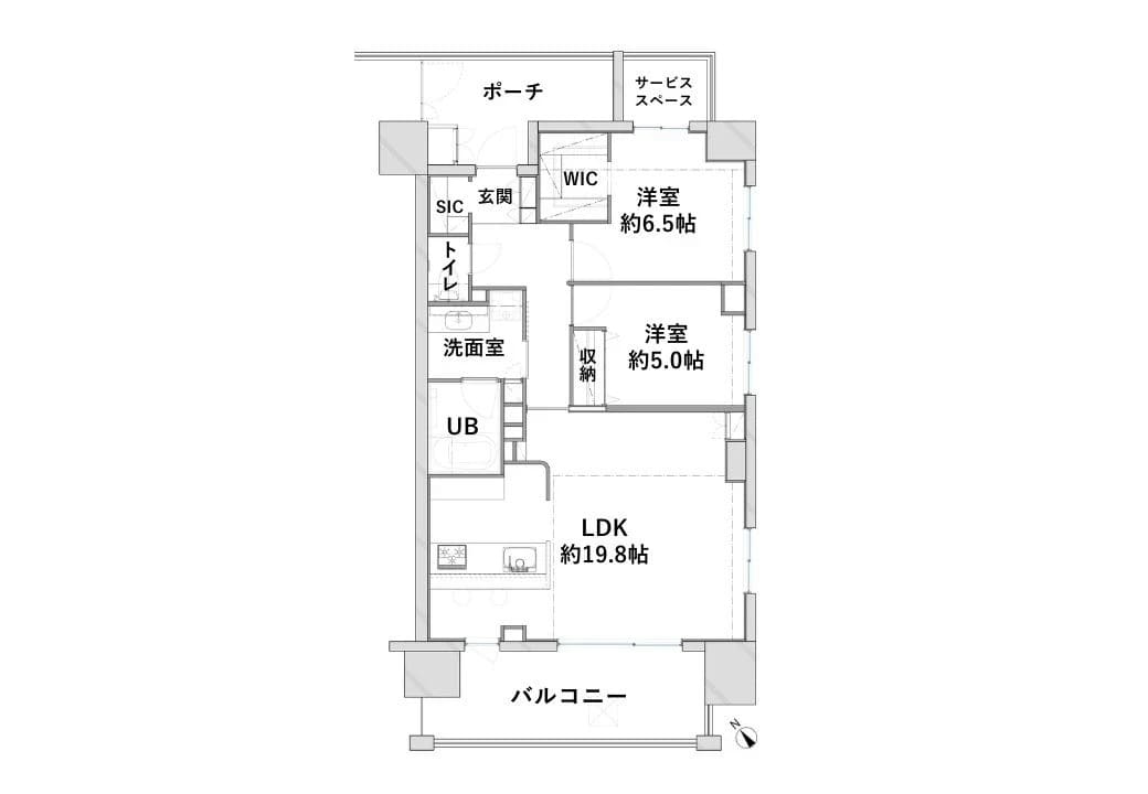 後楽園　最上階角部屋、東京スカイツリーが望める開放的な眺望 間取り図