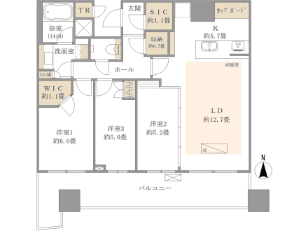 パークタワー晴海　45階から東京湾ゲートブリッジを望む上質な暮らし 間取り図