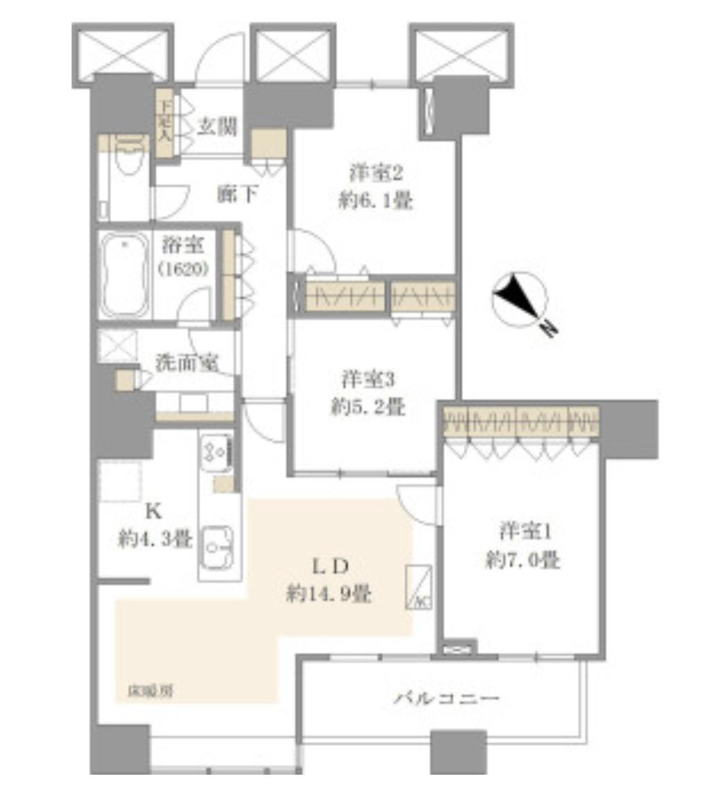 THE TOKYO TOWERS MIDTOWER　44階部で眺望良好、運河とビル群を望む 間取り図