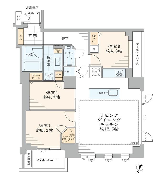 牛込神楽坂　都心の静けさを、私らしく仕立てる 間取り図
