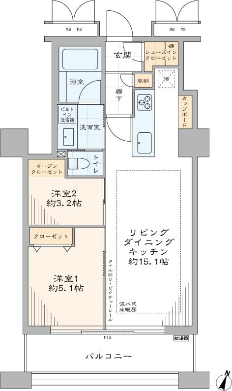 東京レジデンス　千代田区飯田橋アドレスのタワーレジデンス、太陽の光が心地よい南向き住戸 間取り図