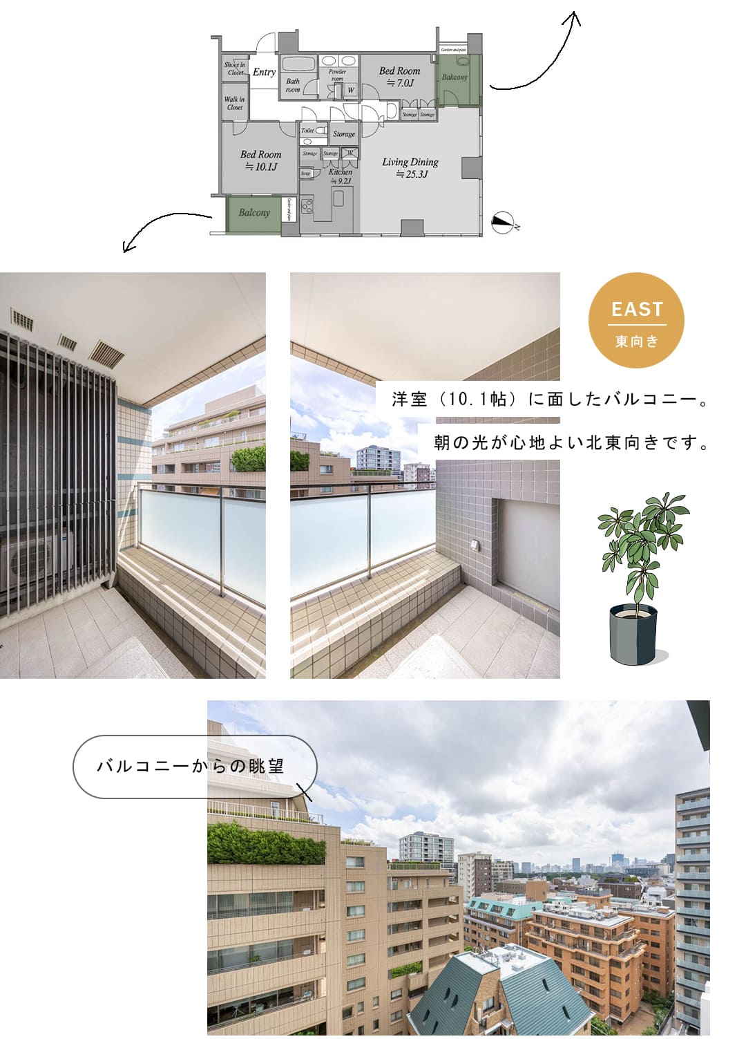三番町パークテラス桜苑のバルコニー