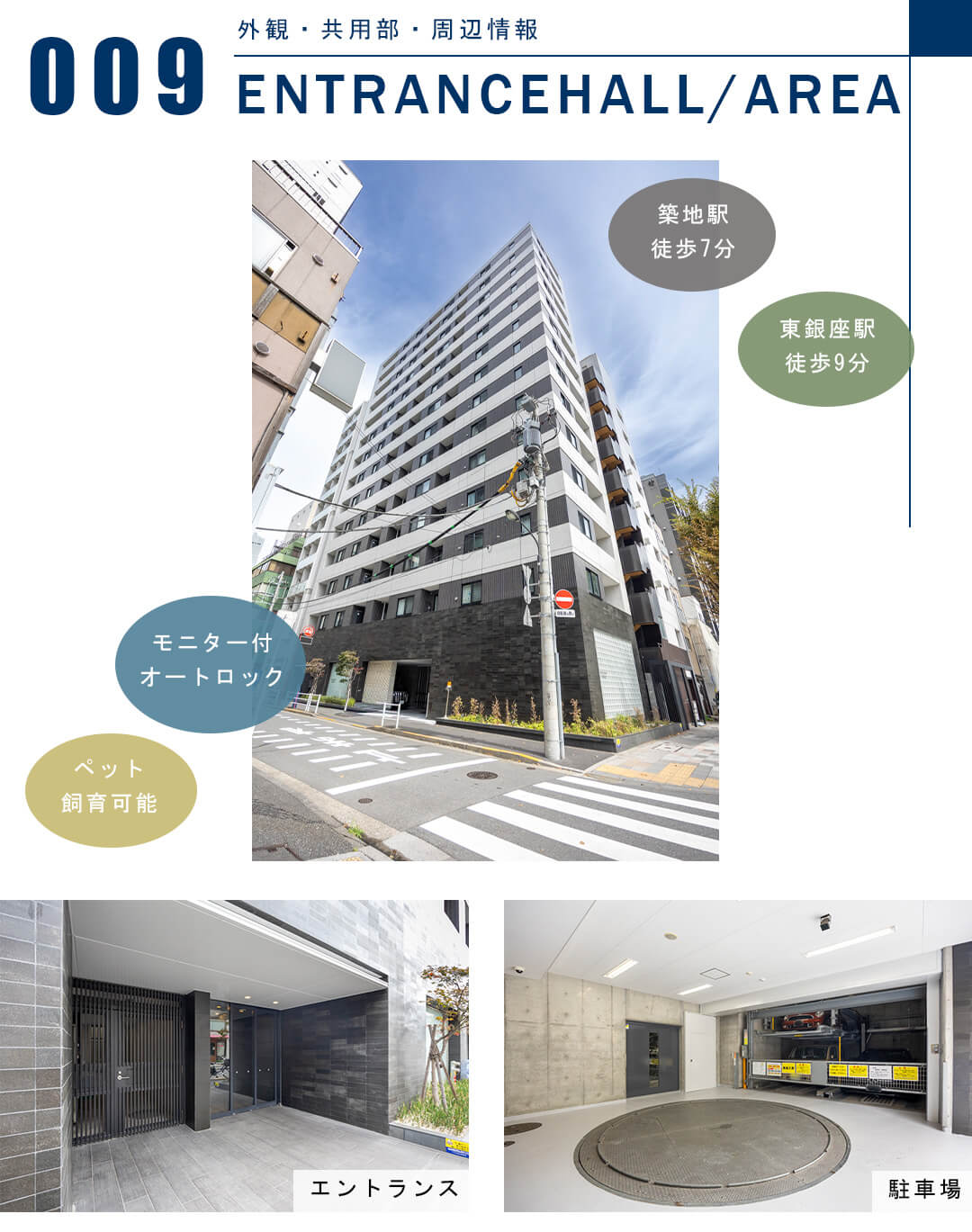 ウィルローズ築地の外観と共用部