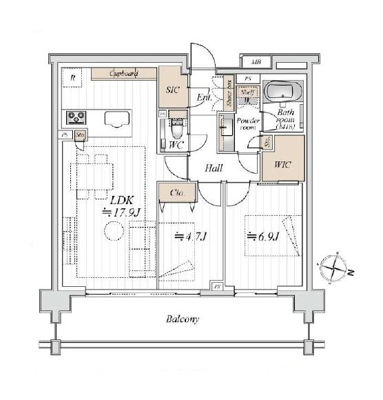 グランドヒルズ三軒茶屋ヒルトップガーデンC棟　都心の高台、緑の私庭を望む 間取り図