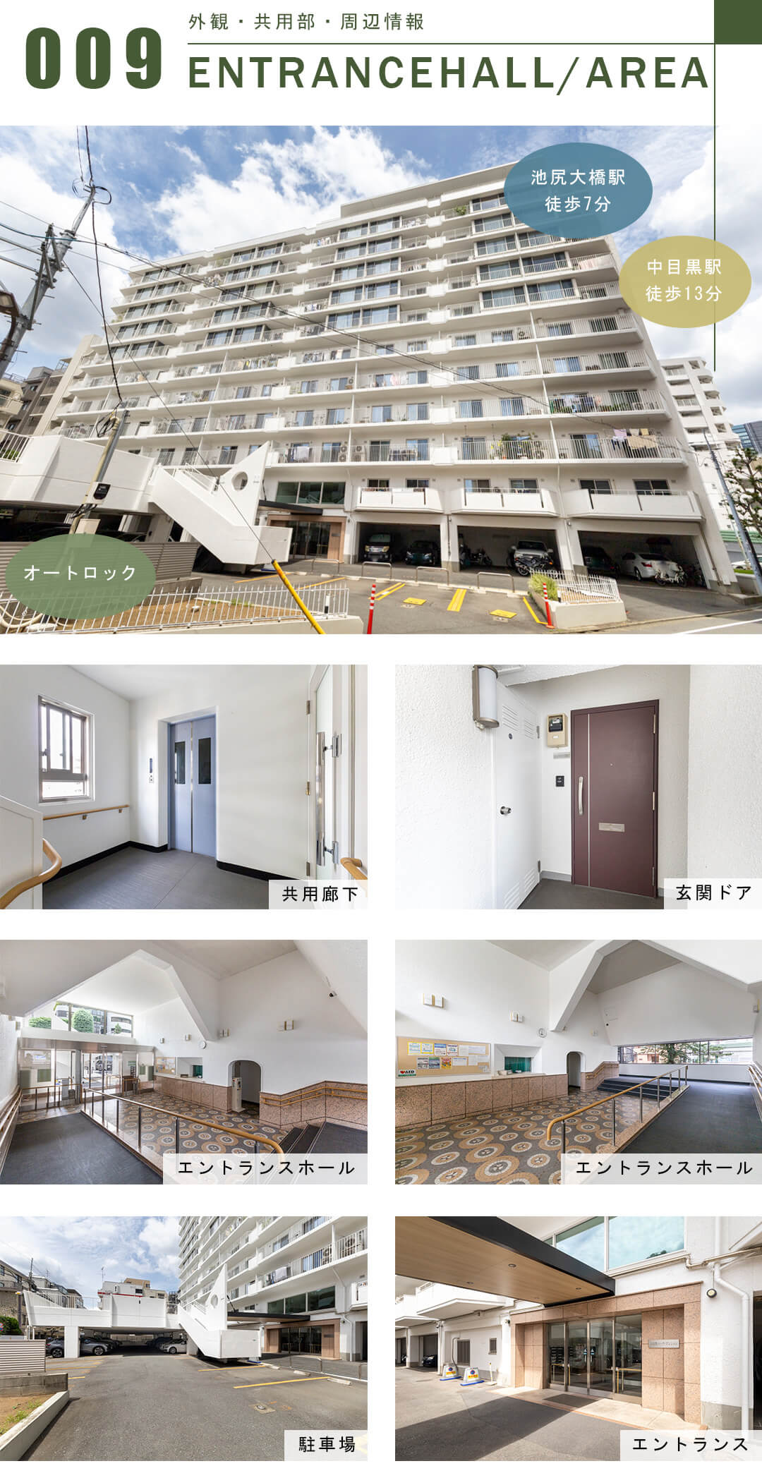 上目黒パークマンションの外観と共用部