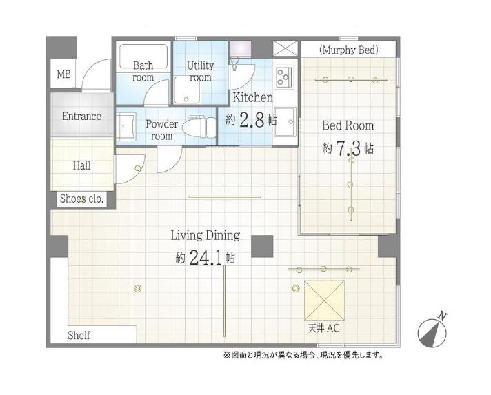 北参道　自分好みにリノベーションを楽しむ、77㎡の1LDK 間取り図