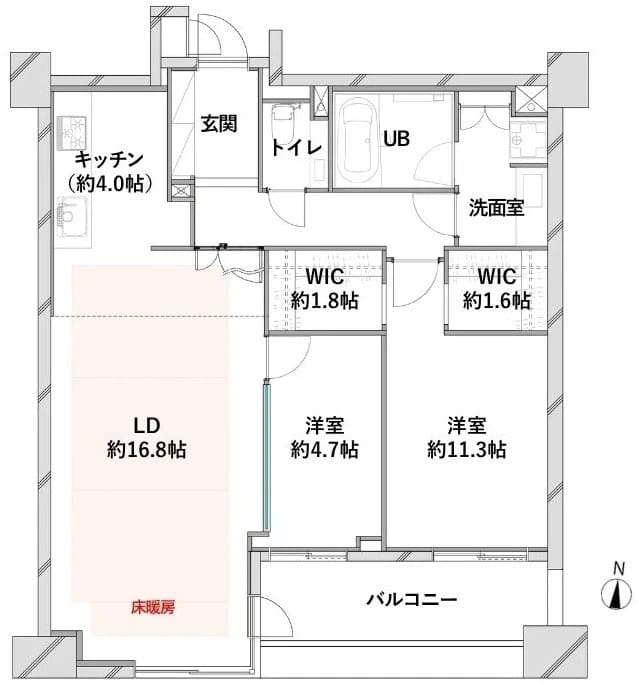 駒場東大前　空間を緩やかに繋ぐ、開放感のある住まい 間取り図