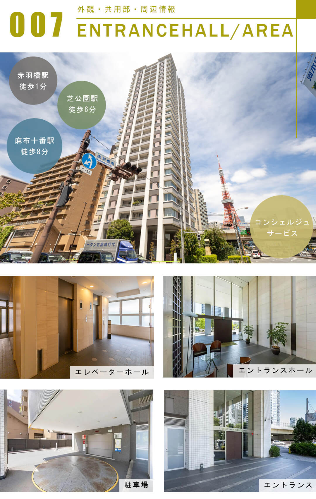サンウッド三田パークサイドタワーの外観と共用部
