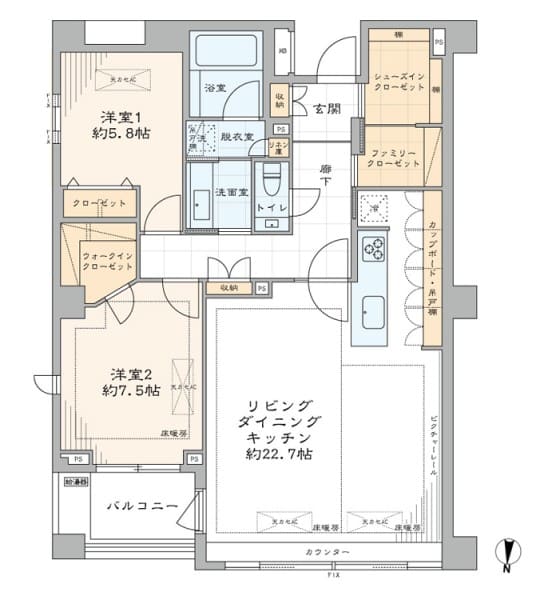 パークコート南麻布ヒルトップレジデンス　22帖超LDKと東京タワービュー 間取り図