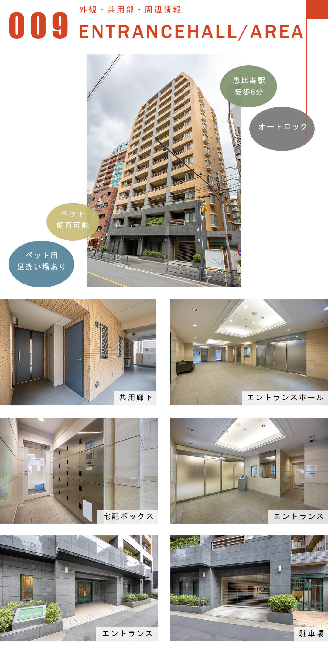 ルモンド恵比寿の外観と共用部