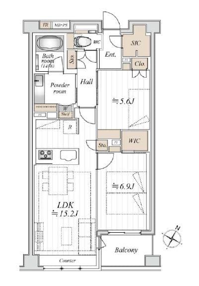 白金高輪　白金を日常に、ペットと暮らせる南東向き住戸 間取り図
