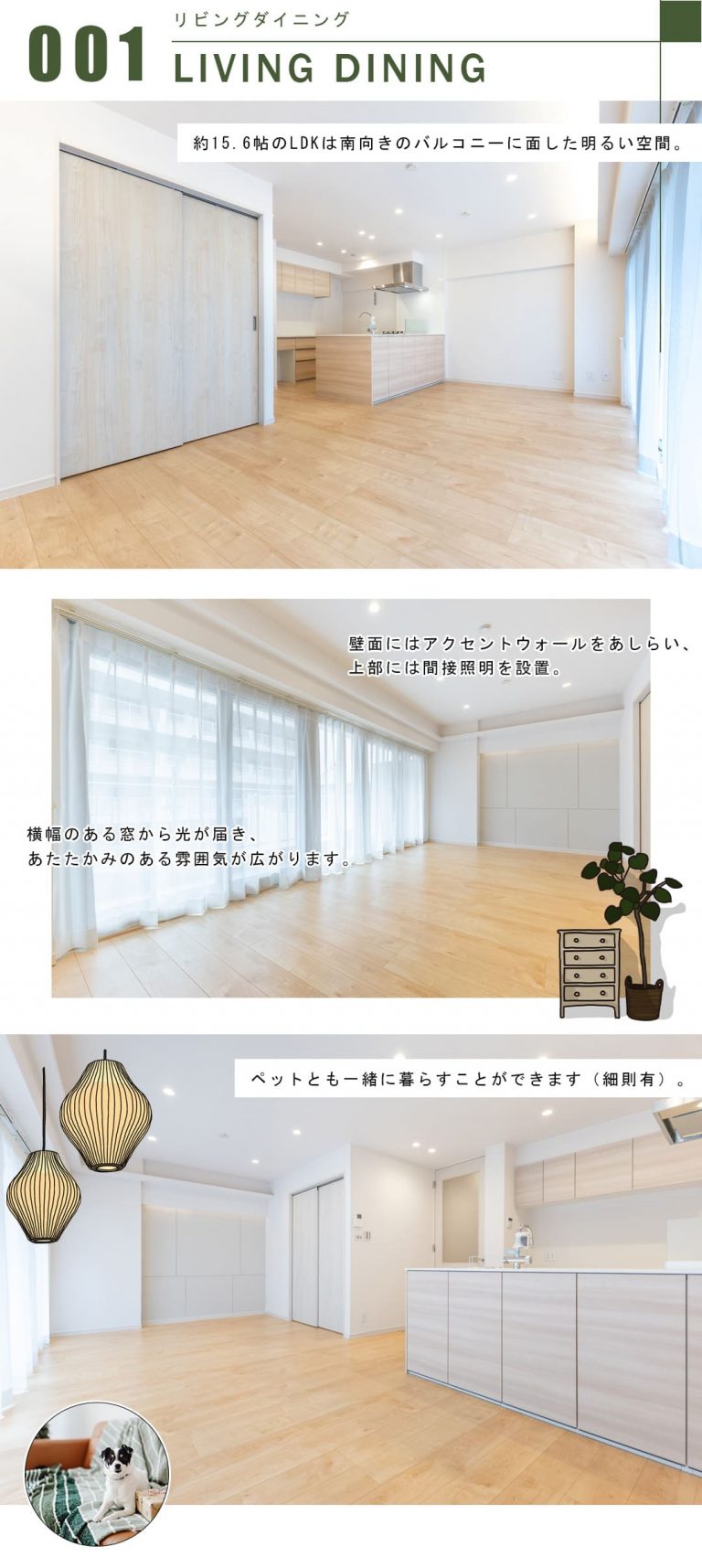 広尾マンションのリビングダイニング