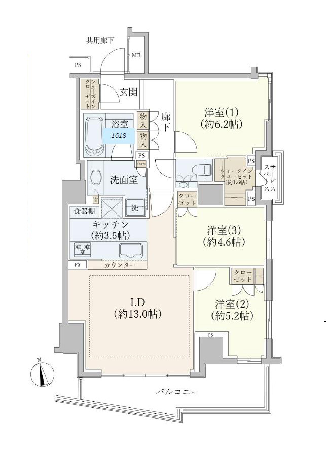 ザ・パークハウス代官山　駅徒歩4分、緑を望む南東角住戸 間取図