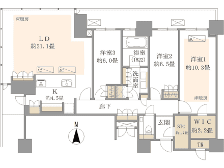 八丁堀　35階×115㎡超、開放的なスカイツリービュー 間取り図