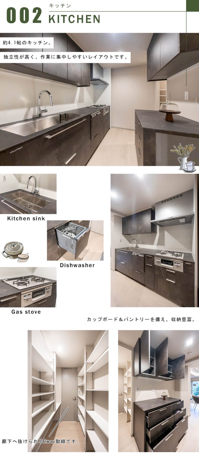 広尾ガーデンヒルズウエストヒルJ棟のキッチン