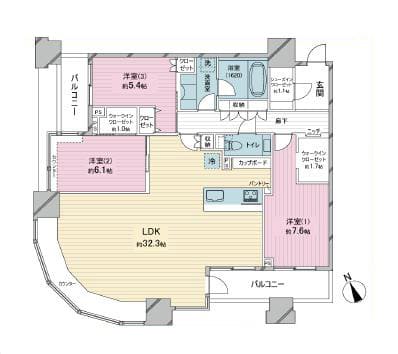 パークコート虎ノ門愛宕タワー　東京タワーと麻布台ヒルズを望む、28階113㎡の角部屋 間取り図