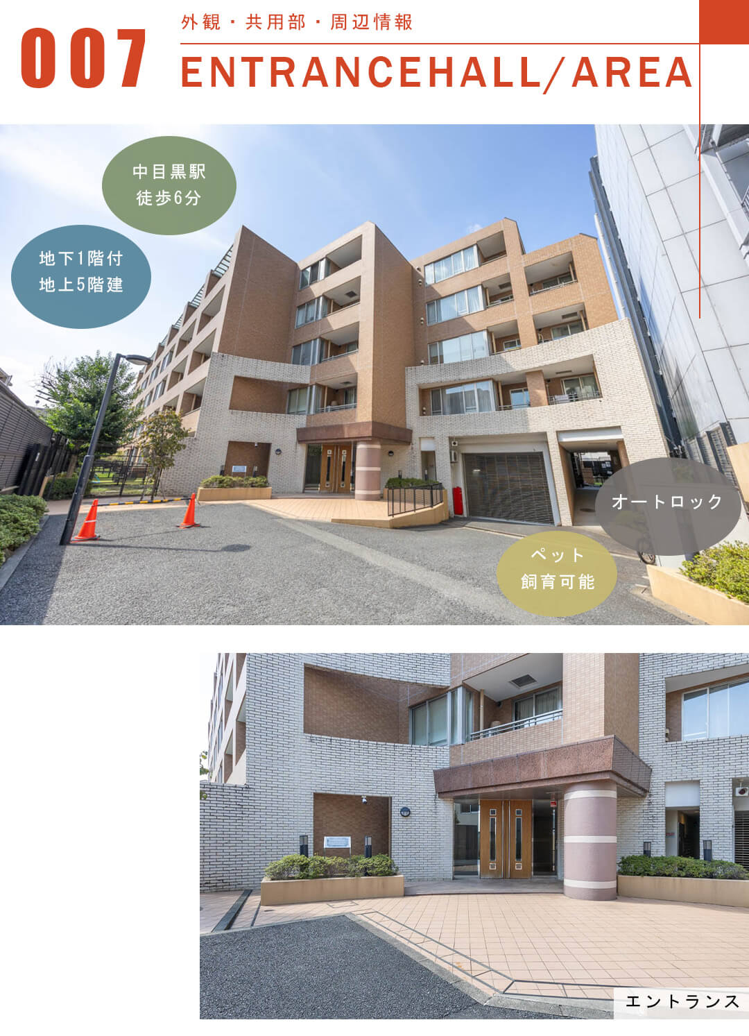 アルス中目黒ヴィルトレーテの外観と共用部