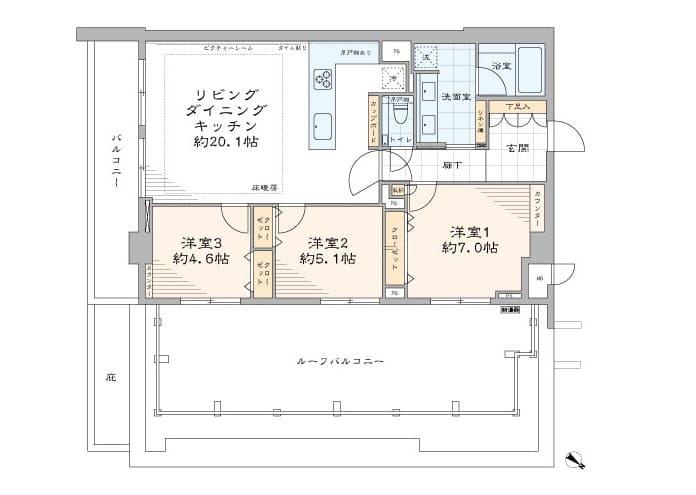初台　最上階×32㎡超ルーフバルコニー 間取り図