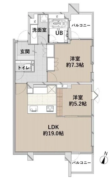 市ヶ谷　最上階角部屋の上質な2LDK 間取図