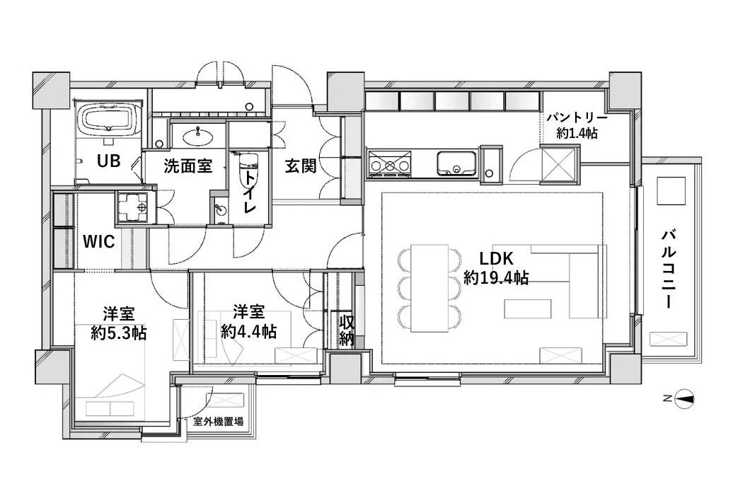 表参道　南青山に暮らす、南向き84㎡の2LDK 間取り図