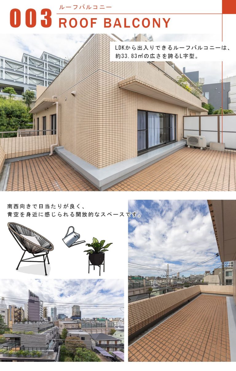 朝日目黒マンションのルーフバルコニー