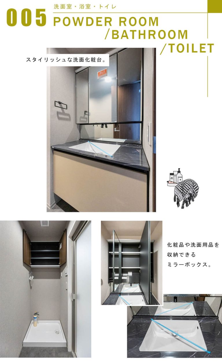 クラッシィスイート赤坂の洗面室