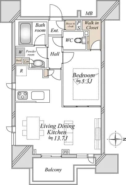 ブランズ東麻布　東京タワーと芝公園の緑を望む、駅徒歩1分の住まい 間取り図