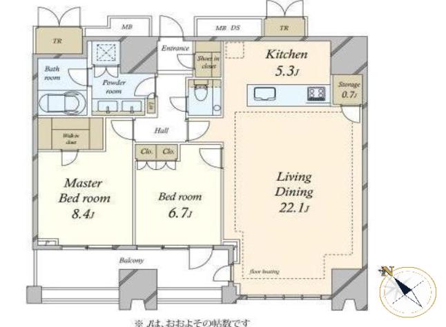 プラウドタワー渋谷　25階から都心を一望、95㎡の上質な住空間 間取り図