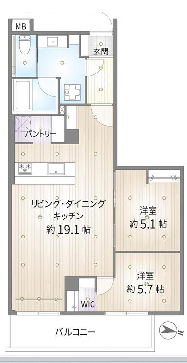 麻布十番　最上階から東京タワーを望む2LDK 間取り図