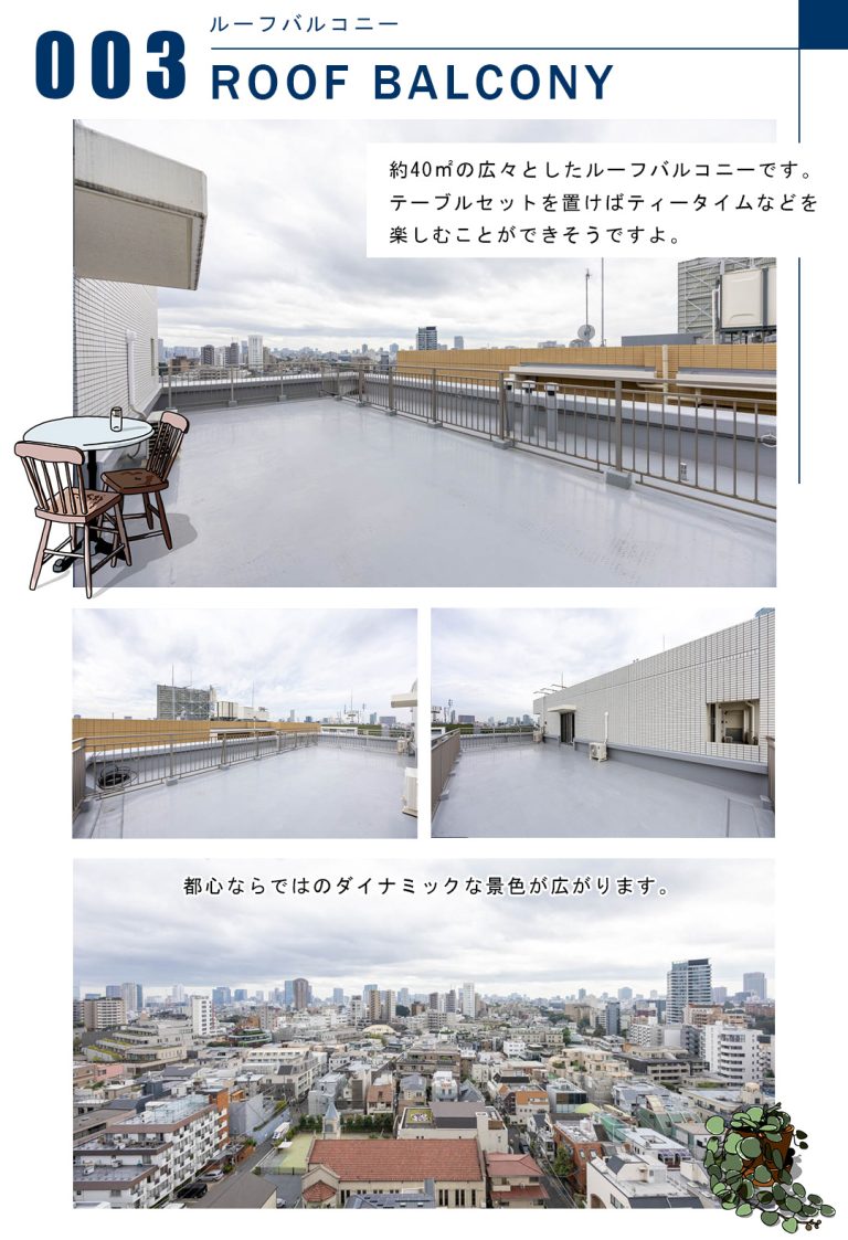 オリンピアード麻布霞坂のルーフバルコニー