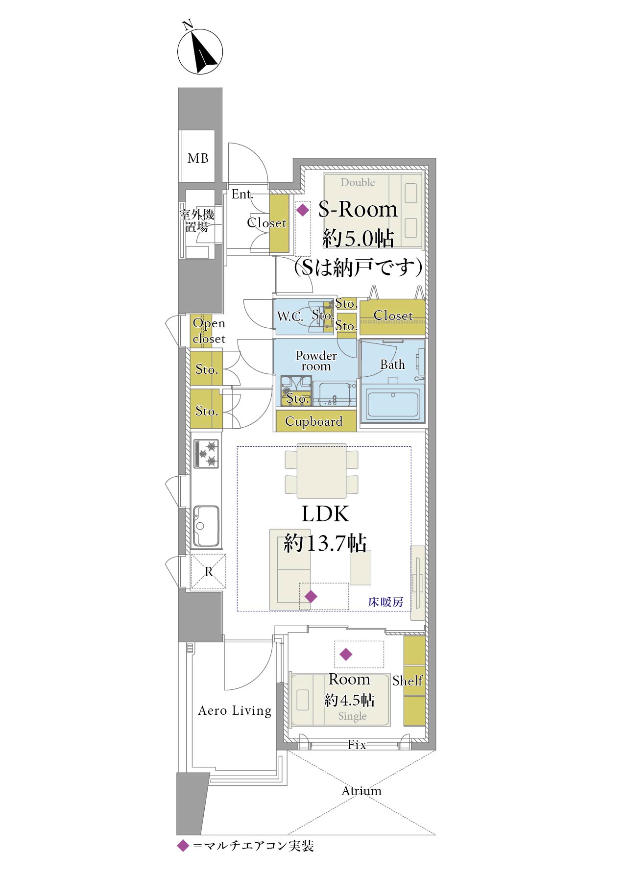 原宿　南向きの光と開放感を享受 間取図
