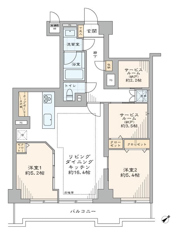 白金高輪　温もりと利便性を兼ね備えた南東向き住戸 間取り図